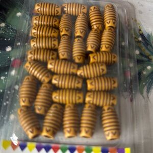 Striped Beaded Bracelet Set - Gold and Black